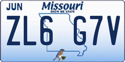MO license plate ZL6G7V