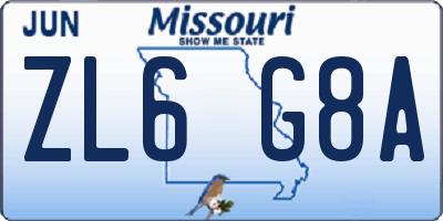 MO license plate ZL6G8A