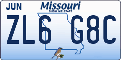 MO license plate ZL6G8C