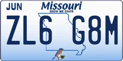 MO license plate ZL6G8M