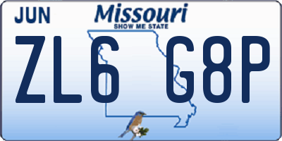 MO license plate ZL6G8P