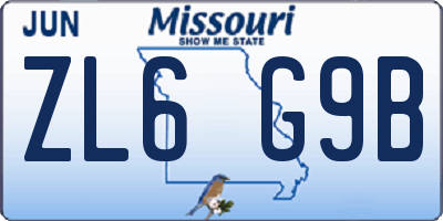 MO license plate ZL6G9B