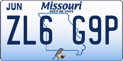 MO license plate ZL6G9P