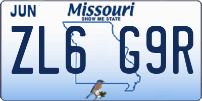 MO license plate ZL6G9R