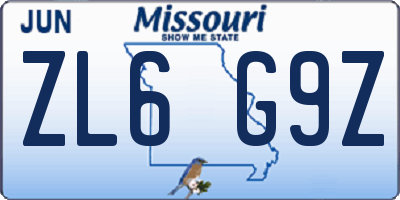 MO license plate ZL6G9Z