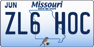 MO license plate ZL6H0C