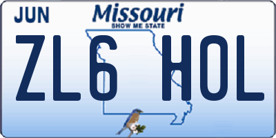 MO license plate ZL6H0L