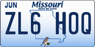 MO license plate ZL6H0Q