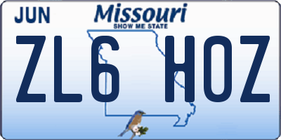 MO license plate ZL6H0Z