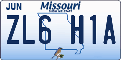 MO license plate ZL6H1A