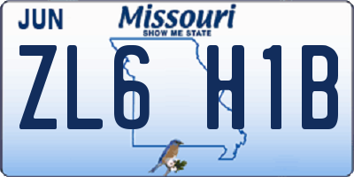 MO license plate ZL6H1B