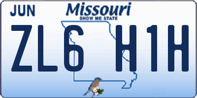 MO license plate ZL6H1H