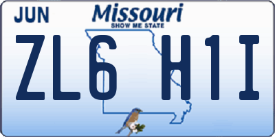 MO license plate ZL6H1I