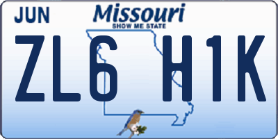 MO license plate ZL6H1K