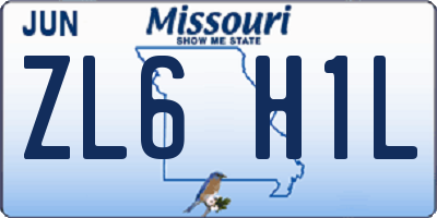 MO license plate ZL6H1L