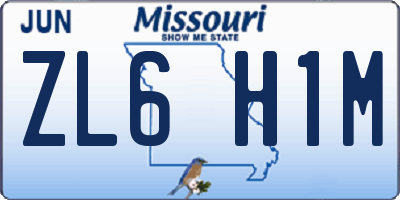MO license plate ZL6H1M