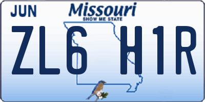 MO license plate ZL6H1R