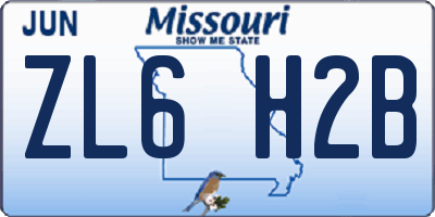 MO license plate ZL6H2B