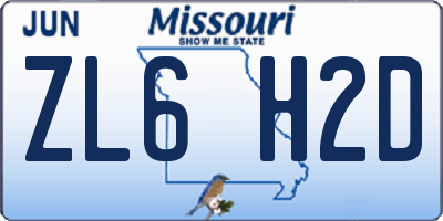 MO license plate ZL6H2D