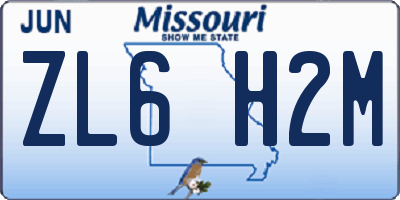 MO license plate ZL6H2M