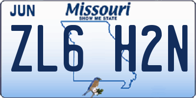 MO license plate ZL6H2N