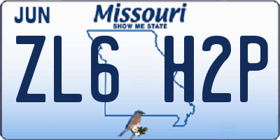 MO license plate ZL6H2P