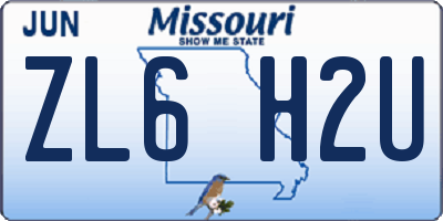 MO license plate ZL6H2U