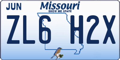 MO license plate ZL6H2X