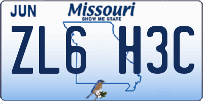 MO license plate ZL6H3C