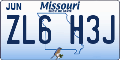 MO license plate ZL6H3J
