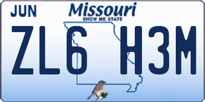 MO license plate ZL6H3M