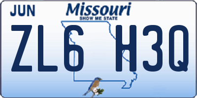MO license plate ZL6H3Q