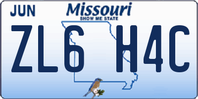 MO license plate ZL6H4C