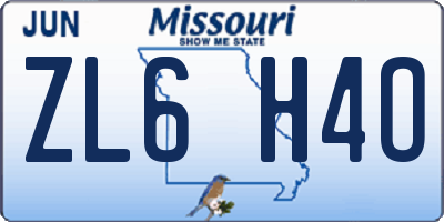 MO license plate ZL6H4O