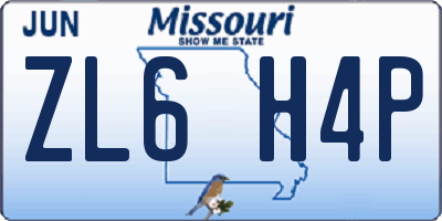 MO license plate ZL6H4P