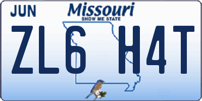 MO license plate ZL6H4T