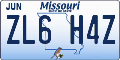 MO license plate ZL6H4Z