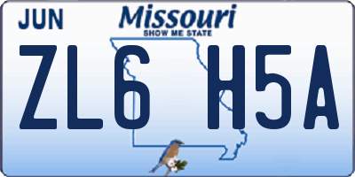MO license plate ZL6H5A