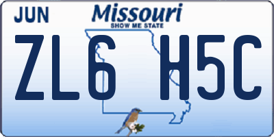 MO license plate ZL6H5C