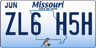 MO license plate ZL6H5H
