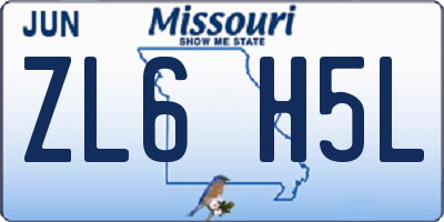 MO license plate ZL6H5L