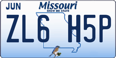 MO license plate ZL6H5P