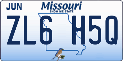 MO license plate ZL6H5Q