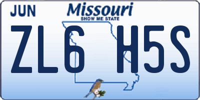 MO license plate ZL6H5S