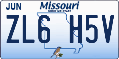 MO license plate ZL6H5V