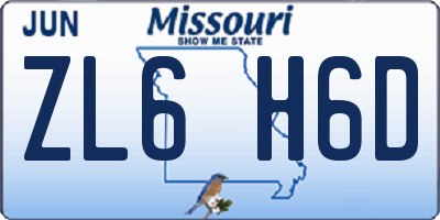 MO license plate ZL6H6D