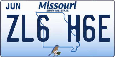 MO license plate ZL6H6E
