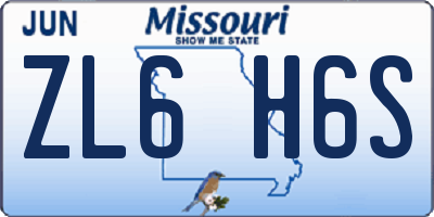 MO license plate ZL6H6S