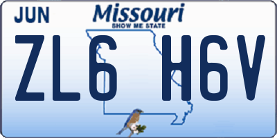 MO license plate ZL6H6V