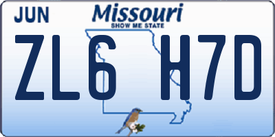 MO license plate ZL6H7D